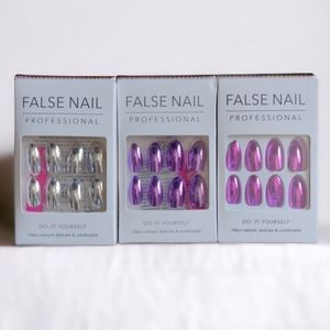 (3) Sets Metallic Almond Press on Nails